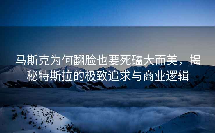 馬斯克為何翻臉也要死磕大而美，揭秘特斯拉的極致追求與商業(yè)邏輯