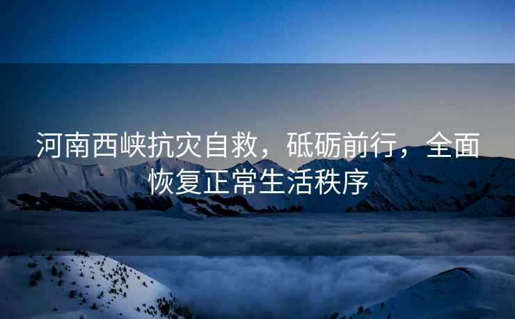 河南西峽抗災(zāi)自救，砥礪前行，全面恢復(fù)正常生活秩序