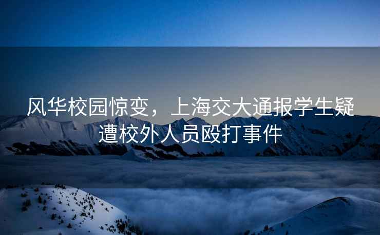 風(fēng)華校園驚變，上海交大通報(bào)學(xué)生疑遭校外人員毆打事件
