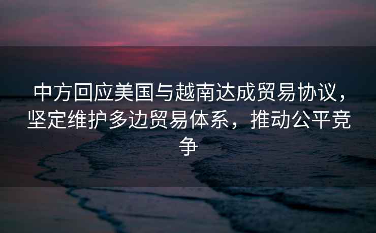 中方回應美國與越南達成貿易協議，堅定維護多邊貿易體系，推動公平競爭