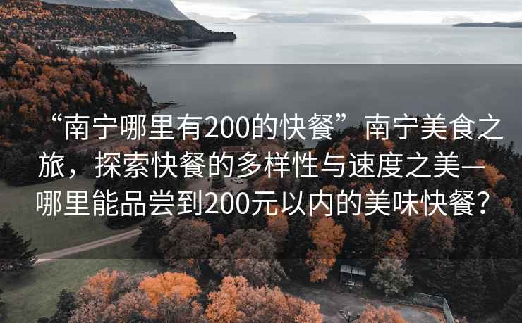 “南寧哪里有200的快餐”南寧美食之旅，探索快餐的多樣性與速度之美—哪里能品嘗到200元以內的美味快餐？