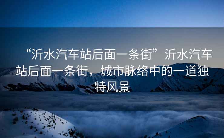“沂水汽車站后面一條街”沂水汽車站后面一條街，城市脈絡中的一道獨特風景