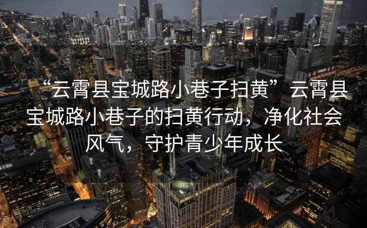 “云霄縣寶城路小巷子掃黃”云霄縣寶城路小巷子的掃黃行動，凈化社會風氣，守護青少年成長