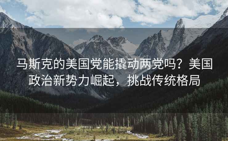 馬斯克的美國黨能撬動兩黨嗎？美國政治新勢力崛起，挑戰傳統格局
