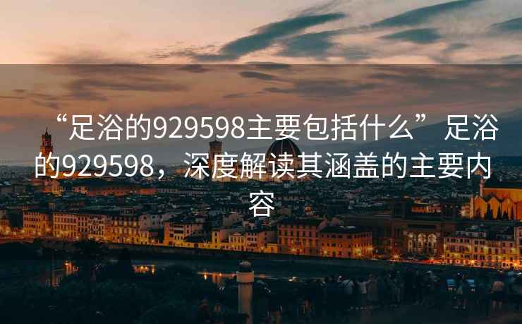 “足浴的929598主要包括什么”足浴的929598，深度解讀其涵蓋的主要內容