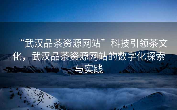 “武漢品茶資源網(wǎng)站”科技引領(lǐng)茶文化，武漢品茶資源網(wǎng)站的數(shù)字化探索與實(shí)踐