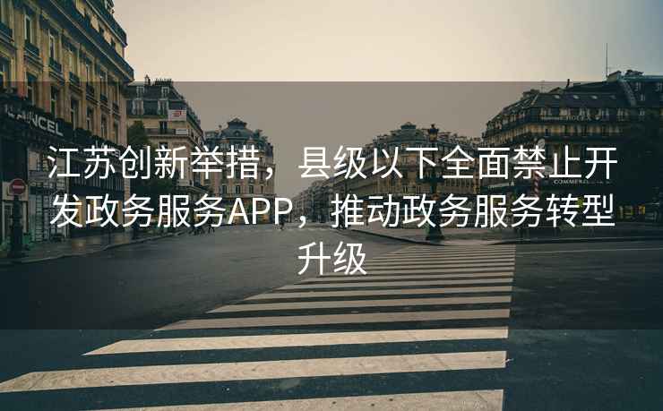 江蘇創新舉措，縣級以下全面禁止開發政務服務APP，推動政務服務轉型升級