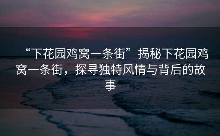 “下花園雞窩一條街”揭秘下花園雞窩一條街，探尋獨特風情與背后的故事
