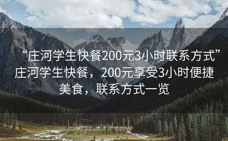 “莊河學生快餐200元3小時聯系方式”莊河學生快餐，200元享受3小時便捷美食，聯系方式一覽
