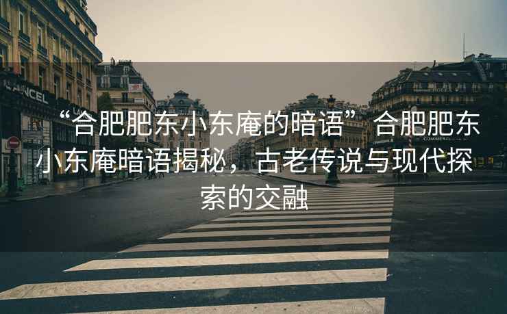 “合肥肥東小東庵的暗語”合肥肥東小東庵暗語揭秘，古老傳說與現代探索的交融
