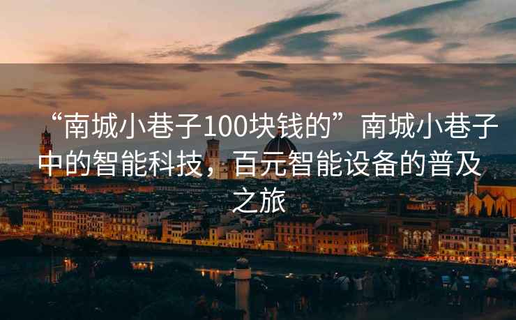“南城小巷子100塊錢的”南城小巷子中的智能科技，百元智能設備的普及之旅
