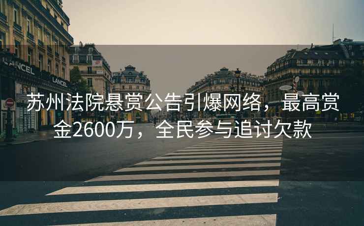 蘇州法院懸賞公告引爆網絡，最高賞金2600萬，全民參與追討欠款