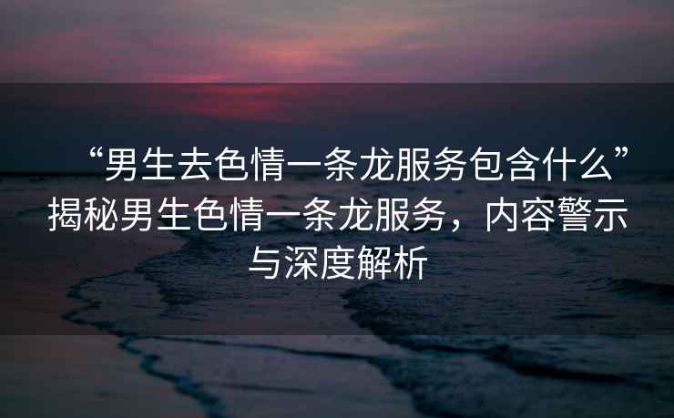 “男生去色情一條龍服務包含什么”揭秘男生色情一條龍服務，內容警示與深度解析