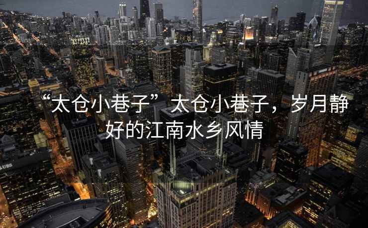 “太倉小巷子”太倉小巷子，歲月靜好的江南水鄉(xiāng)風(fēng)情