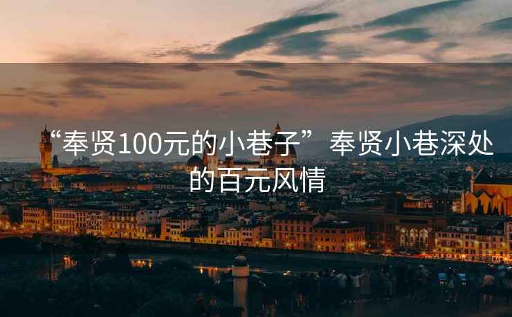 “奉賢100元的小巷子”奉賢小巷深處的百元風情