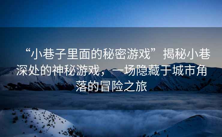 “小巷子里面的秘密游戲”揭秘小巷深處的神秘游戲，一場隱藏于城市角落的冒險之旅