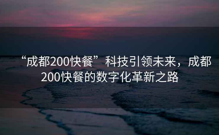 “成都200快餐”科技引領未來，成都200快餐的數字化革新之路