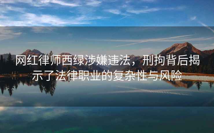 網紅律師西綠涉嫌違法，刑拘背后揭示了法律職業的復雜性與風險