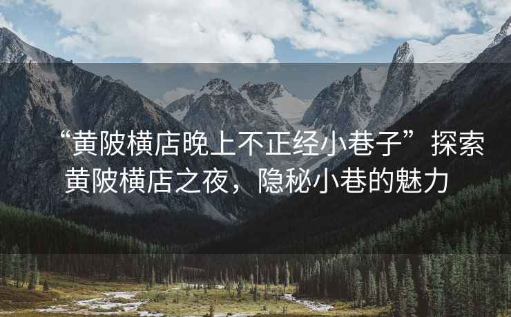“黃陂橫店晚上不正經小巷子”探索黃陂橫店之夜，隱秘小巷的魅力