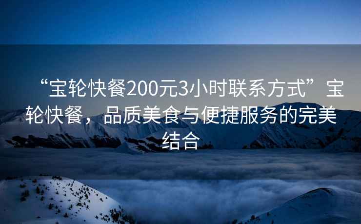 “寶輪快餐200元3小時聯系方式”寶輪快餐，品質美食與便捷服務的完美結合