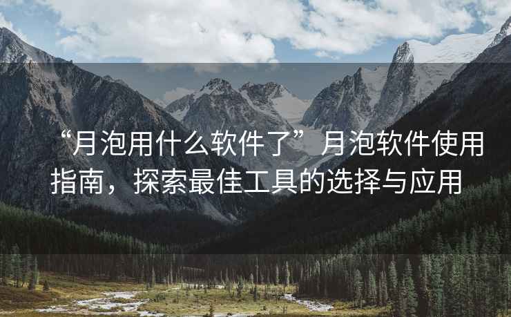 “月泡用什么軟件了”月泡軟件使用指南，探索最佳工具的選擇與應用