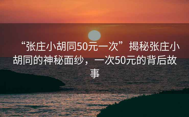 “張莊小胡同50元一次”揭秘張莊小胡同的神秘面紗，一次50元的背后故事