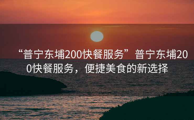 “普寧東埔200快餐服務”普寧東埔200快餐服務，便捷美食的新選擇