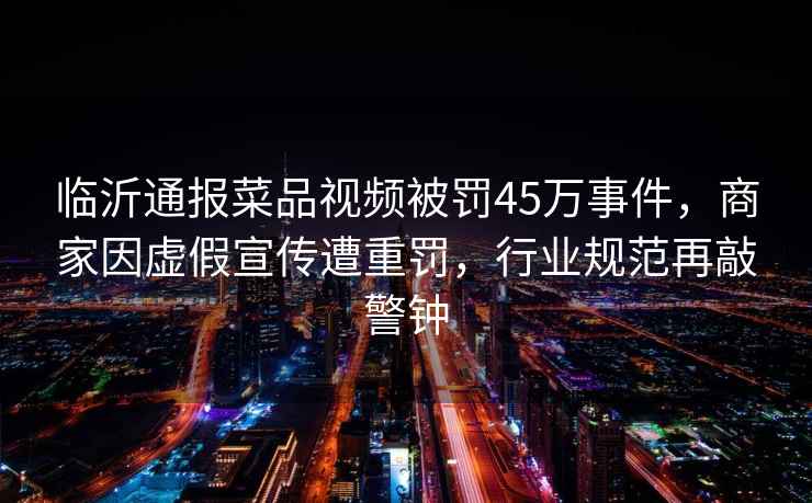 臨沂通報(bào)菜品視頻被罰45萬(wàn)事件，商家因虛假宣傳遭重罰，行業(yè)規(guī)范再敲警鐘