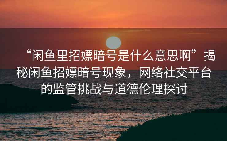 “閑魚里招嫖暗號是什么意思啊”揭秘閑魚招嫖暗號現象，網絡社交平臺的監管挑戰與道德倫理探討