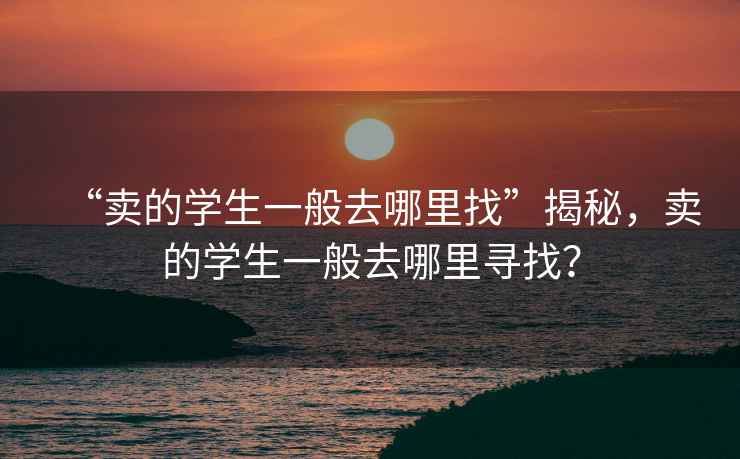 “賣的學生一般去哪里找”揭秘，賣的學生一般去哪里尋找？