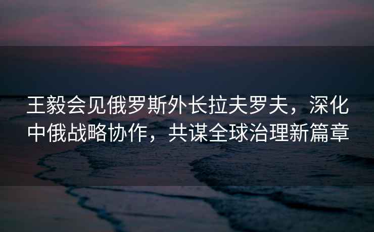 王毅會見俄羅斯外長拉夫羅夫，深化中俄戰略協作，共謀全球治理新篇章