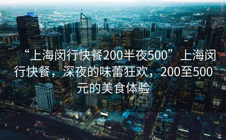 “上海閔行快餐200半夜500”上海閔行快餐，深夜的味蕾狂歡，200至500元的美食體驗