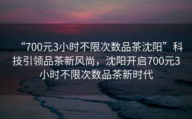 “700元3小時不限次數品茶沈陽”科技引領品茶新風尚，沈陽開啟700元3小時不限次數品茶新時代