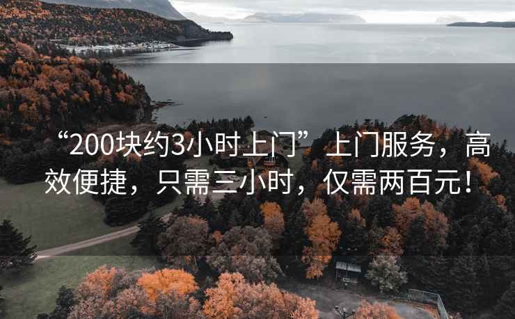 “200塊約3小時上門”上門服務，高效便捷，只需三小時，僅需兩百元！