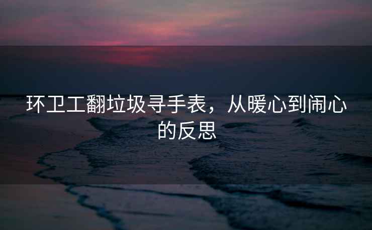 環(huán)衛(wèi)工翻垃圾尋手表，從暖心到鬧心的反思
