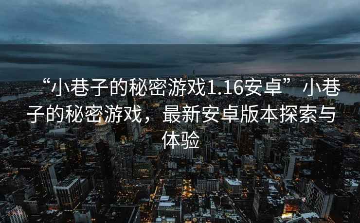 “小巷子的秘密游戲1.16安卓”小巷子的秘密游戲，最新安卓版本探索與體驗