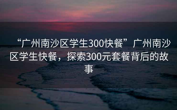 “廣州南沙區學生300快餐”廣州南沙區學生快餐，探索300元套餐背后的故事
