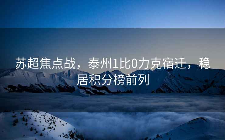 蘇超焦點戰，泰州1比0力克宿遷，穩居積分榜前列