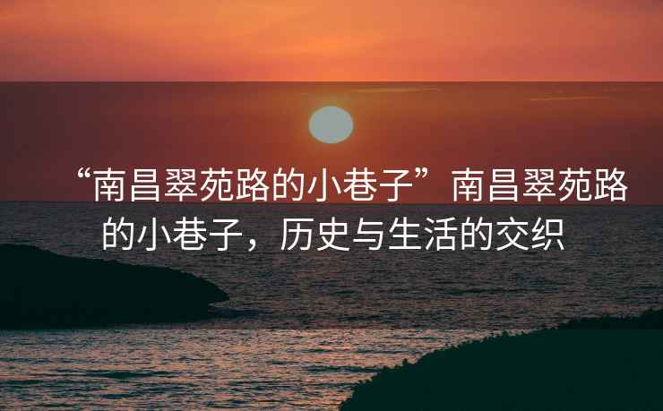 “南昌翠苑路的小巷子”南昌翠苑路的小巷子，歷史與生活的交織