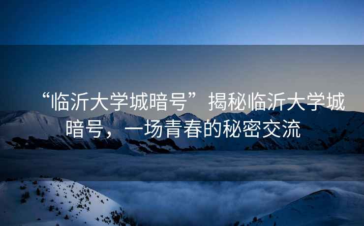 “臨沂大學城暗號”揭秘臨沂大學城暗號，一場青春的秘密交流