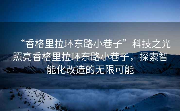 “香格里拉環東路小巷子”科技之光照亮香格里拉環東路小巷子，探索智能化改造的無限可能