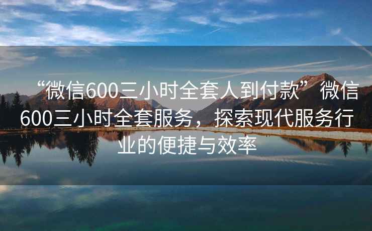“微信600三小時(shí)全套人到付款”微信600三小時(shí)全套服務(wù)，探索現(xiàn)代服務(wù)行業(yè)的便捷與效率
