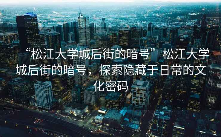 “松江大學(xué)城后街的暗號”松江大學(xué)城后街的暗號，探索隱藏于日常的文化密碼