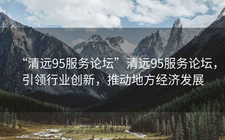 “清遠95服務論壇”清遠95服務論壇，引領行業創新，推動地方經濟發展