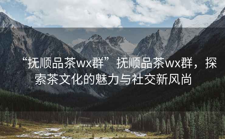 “撫順品茶wx群”撫順品茶wx群，探索茶文化的魅力與社交新風尚