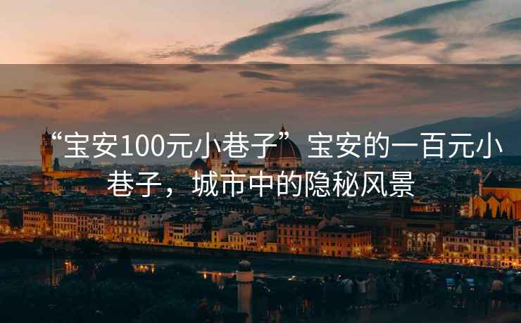 “寶安100元小巷子”寶安的一百元小巷子，城市中的隱秘風景