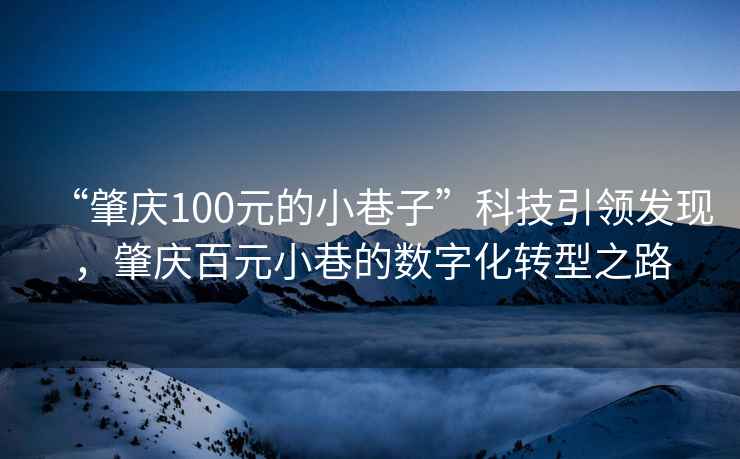 “肇慶100元的小巷子”科技引領(lǐng)發(fā)現(xiàn)，肇慶百元小巷的數(shù)字化轉(zhuǎn)型之路