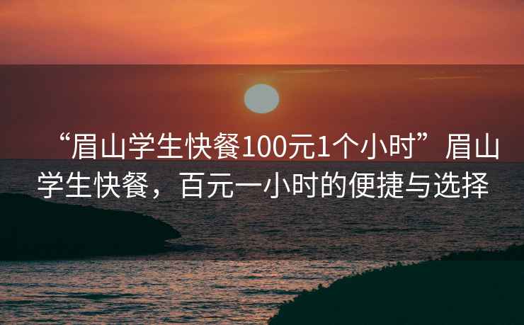 “眉山學生快餐100元1個小時”眉山學生快餐，百元一小時的便捷與選擇