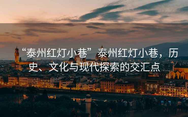 “泰州紅燈小巷”泰州紅燈小巷，歷史、文化與現代探索的交匯點
