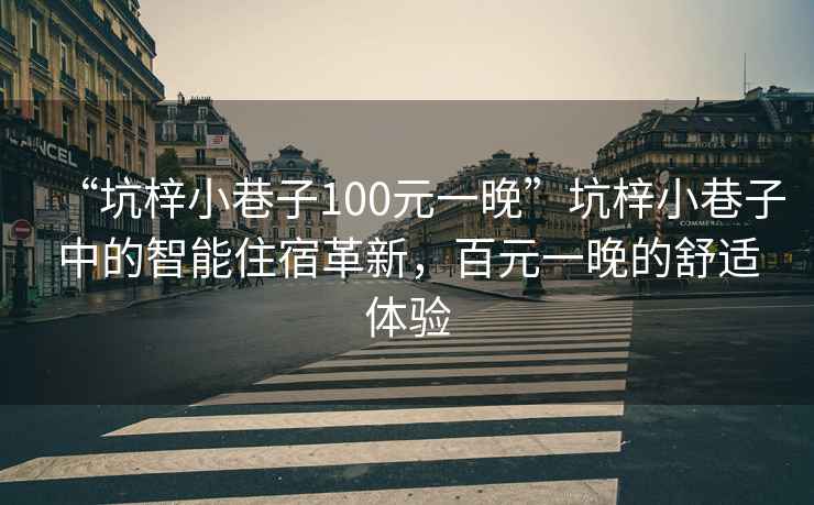 “坑梓小巷子100元一晚”坑梓小巷子中的智能住宿革新，百元一晚的舒適體驗(yàn)